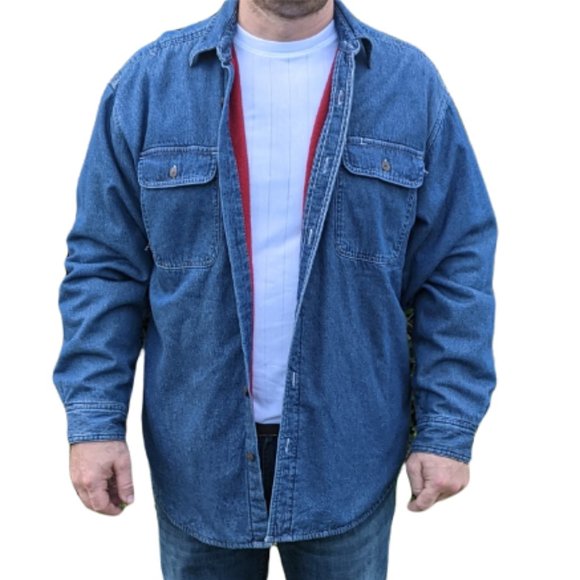 Men's Timberland Pro Heavyweight Fleece Lined Denim Shirt Jacket - Large - Picture 1 of 13